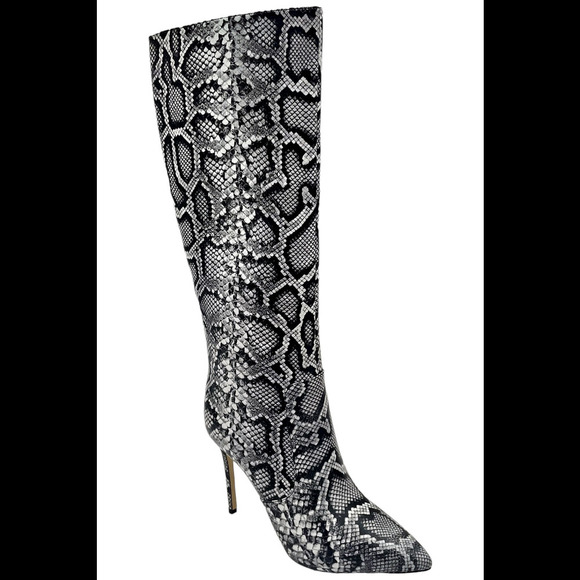 Michael Kors Women's Rue Snake Embossed Leather Knee Boot Black - Medium - Picture 1 of 3